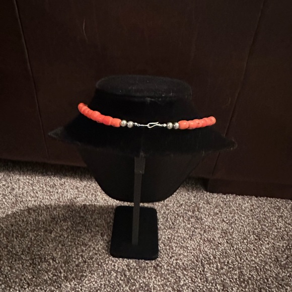 Hand Crafted Salmon Coral & Sterling Silver “One of a Kind” Necklace - Picture 3 of 3